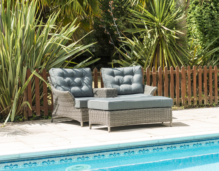 Katie Blake Mayberry Rattan Garden Love Chair & Footstool